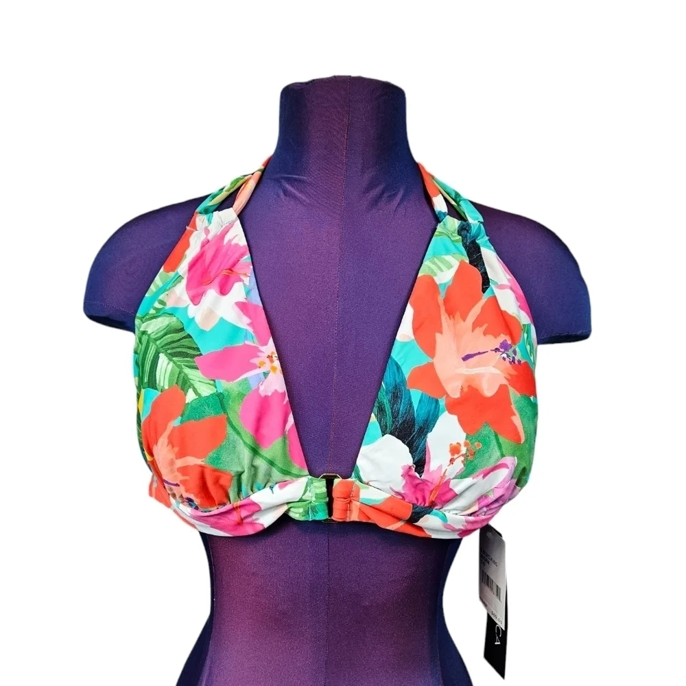 NWT La Blanca Tropea Tropical Halter Bikini Top Size 16 Women's Q20‎